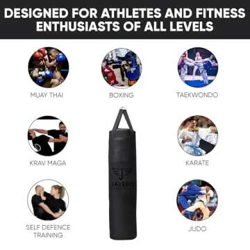 Jayefo Sports Punching Bag - Hanging Boxing Bag for MMA, Karate, Judo, Muay Thai, Kickboxing, Self Defense Training for Training at Home or Gym - Unfilled Heavy Bag 70 to 100 lbs - 4FT - Black