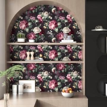 ILHIIOR Gray Floral Peel and Stick Wallpaper for Home Decor