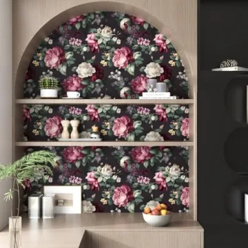 ILHIIOR Gray Floral Peel and Stick Wallpaper for Home Decor