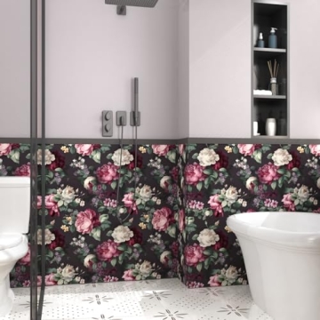 ILHIIOR Gray Floral Peel and Stick Wallpaper for Home Decor