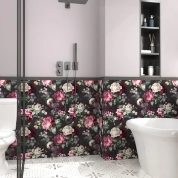 ILHIIOR Gray Floral Peel and Stick Wallpaper for Home Decor