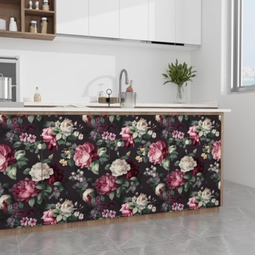 ILHIIOR Gray Floral Peel and Stick Wallpaper for Home Decor