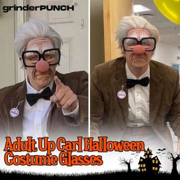 grinderPUNCH XL Black Thick Square Oversized Clear Lens Glasses - Men and Women Costume or Fashion - Black