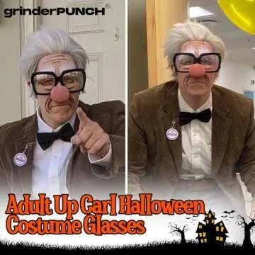 grinderPUNCH XL Black Thick Square Oversized Clear Lens Glasses - Men and Women Costume or Fashion - Black