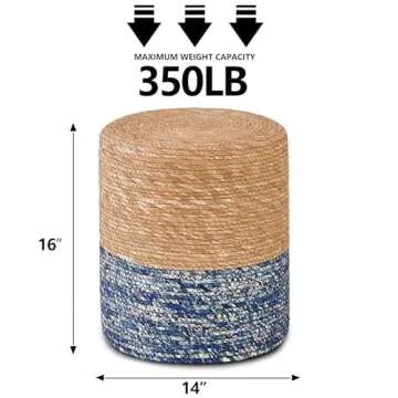Handcrafted Natural Seagrass Pouf Ottoman for Home Decor