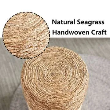 Handcrafted Natural Seagrass Pouf Ottoman for Home Decor