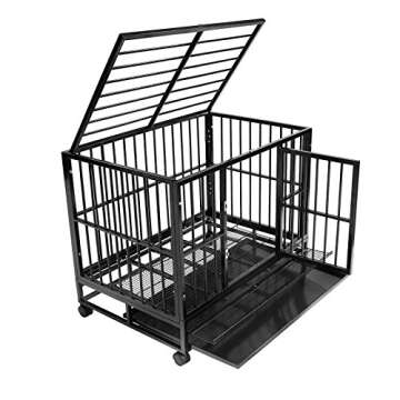 SmithBuilt 42" Large Heavy-Duty Dog Crate Cage - Two-Door Indoor Outdoor Pet & Animal Kennel with Tr...