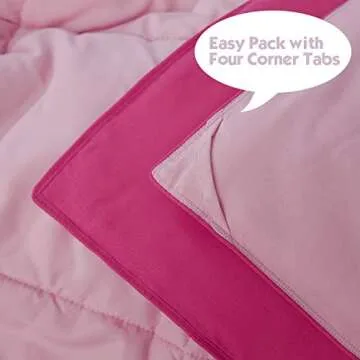 HIG 3pc Pink Queen Size Comforter Set - All Season Reversible Down Alternative Comforter with Two Shams - Quilted Duvet Insert with Corner Tabs - Box Stitched Blanket - Super Soft, Fluffy