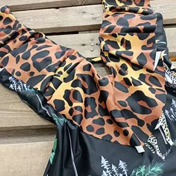 SPORLIKE Women One Piece Swimsuit V-Neck Ruffle Bathing Suit Padded Monokini(Leopard 2,Medium)