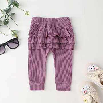 Fullfamous Infant Baby Girl Clothes Outfits,Fall Winter Onesie and Pant Set 0-3 months Purple