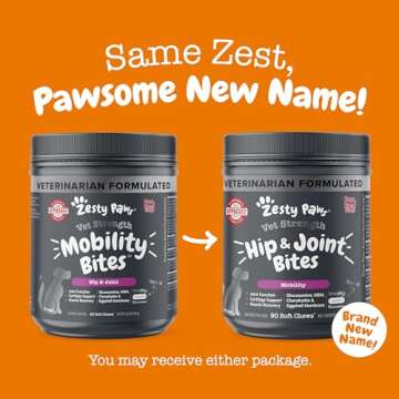 Zesty Paws Vet Strength Mobility Bites Beef & Bacon Flavor Hip & Joint Support Chews for Dogs with Glucosamine, Chondroitin, MSM, Hyaluronic Acid & Serrazimes - 90 Count
