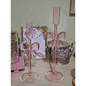 Bow Glass Candle Holders for Candlestick Holders Candle Stand Candle Sticks Holder Decor for Table C...