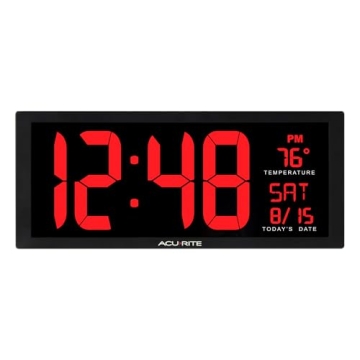 AcuRite 14.5" Large Digital LED Oversized Wall Clock with Date and Temperature, Perfect for Home or ...