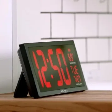 AcuRite 14.5" Large Digital LED Oversized Wall Clock with Date and Temperature, Perfect for Home or Office (75127M)