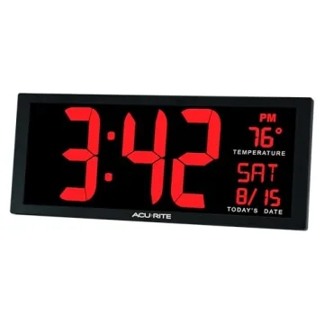 AcuRite 14.5" Large Digital LED Oversized Wall Clock with Date and Temperature, Perfect for Home or Office (75127M)