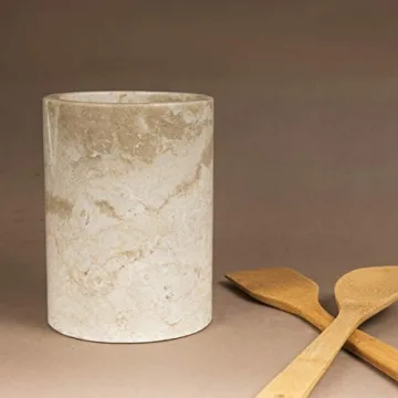 Elegant Champagne Marble Multi-Functional Tool Crock