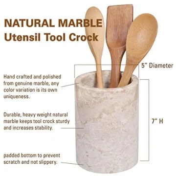 Elegant Champagne Marble Multi-Functional Tool Crock