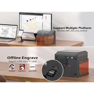 Kiosk 10WLaser Engraver, Light Weight & Portable Laser Engraver Machine, Home Laser Cutter with Acrylic Enclosure for DIY Wood/Leather/Metal, 3.9 x 3.9inch Engraving Area, Laser Safety Class 1