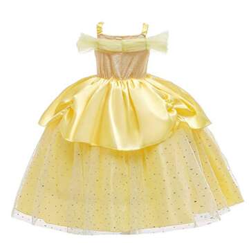 CinheyU Girls Belle Princess Dress with Accessories