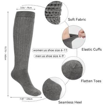 KEREDA Women's Slouch Socks - Versatile Knee High Scrunch Socks in 3 Colors