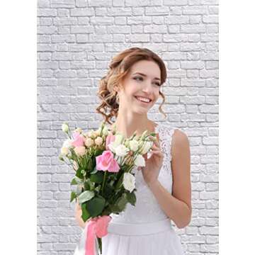 CYLYH 5x7ft White Brick Wall Backdrop Vinyl White Brick Backdrops for Photography Baby Shower Kids Adult Photography Background Studio Prop D136