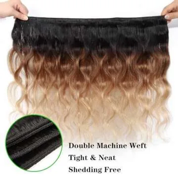Ombre Brazilian Virgin Hair Body Wave Ombre Human hair 3 Tone,3 Bundles Ombre Brazilian Hair Extensions (T1B/4/27,14" 16" 18")