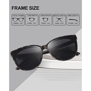 LVIOE Cat Eyes Sunglasses for Women, Polarized Oversized Fashion Vintage Eyewear for Driving Fishing - 99.99% UV Protection