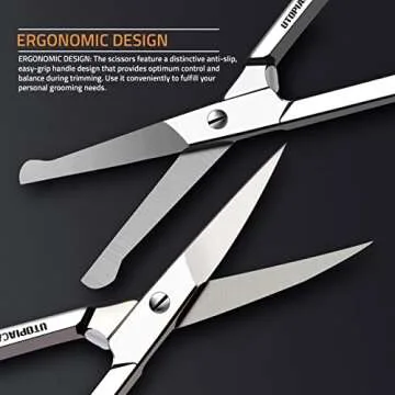 Utopia Care Eyebrow Scissors, Small Scissors for Men and Women - Curved and Rounded Nose Hair Scissors for Grooming Mustache, Beard, Eyelashes, Ear Hair Trimming- Professional Stainless Steel - Silver