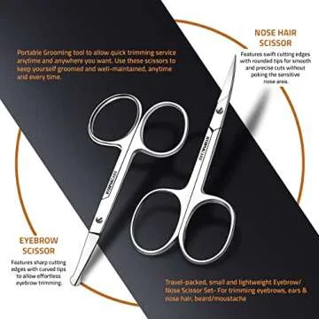 Utopia Care Eyebrow Scissors, Small Scissors for Men and Women - Curved and Rounded Nose Hair Scissors for Grooming Mustache, Beard, Eyelashes, Ear Hair Trimming- Professional Stainless Steel - Silver