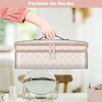 SITHON Double-Layer Travel Carrying Case for Shark FlexStyle/SmoothStyle, Water Resistant Storage Organizer Bag for Airwrap Styler, Also for Revlon One-Step Hair Dryer (Bag Only) (Heart Arch)