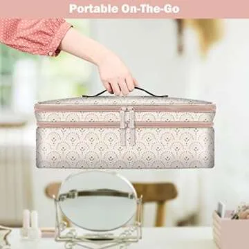 SITHON Double-Layer Travel Carrying Case for Shark FlexStyle/SmoothStyle, Water Resistant Storage Organizer Bag for Airwrap Styler, Also for Revlon One-Step Hair Dryer (Bag Only) (Heart Arch)