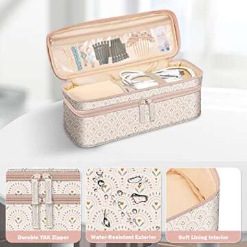 SITHON Double-Layer Travel Carrying Case for Shark FlexStyle/SmoothStyle, Water Resistant Storage Organizer Bag for Airwrap Styler, Also for Revlon One-Step Hair Dryer (Bag Only) (Heart Arch)