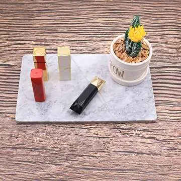 Rectangular Marble Vanity Tray for Counter, Bathroom, Dresser, Nightstand or Desk, 10-1/4" x 6-1/4"