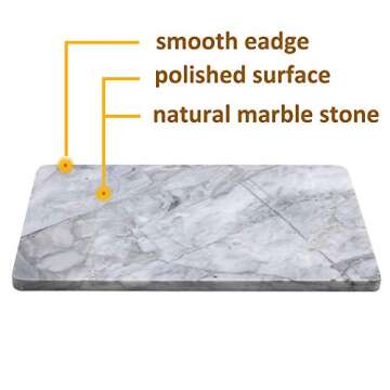 Rectangular Marble Vanity Tray for Counter, Bathroom, Dresser, Nightstand or Desk, 10-1/4" x 6-1/4"
