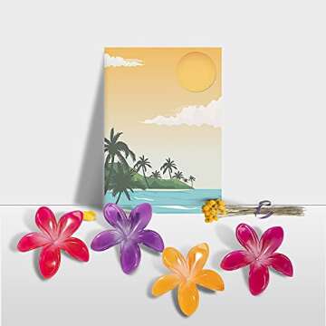 minihope Hibiscus Hair Clip Hawaiian Plumeria Flower Hair Clips,flower claw clip for women and girls（4 Count.）