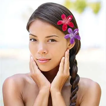 minihope Hibiscus Hair Clip Hawaiian Plumeria Flower Hair Clips,flower claw clip for women and girls（4 Count.）