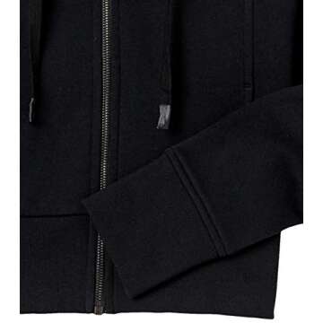 Core 10 Women's Super Soft Fleece Cropped Length Zip-Up Hoodie Sweatshirt, Black, Large