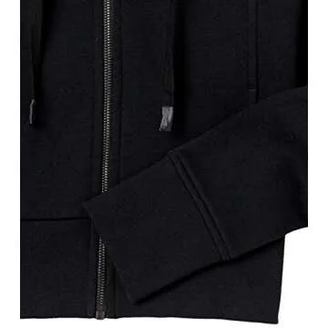 Core 10 Women's Super Soft Fleece Cropped Length Zip-Up Hoodie Sweatshirt, Black, Large