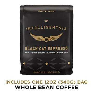 Intelligentsia Coffee, Medium Roast Whole Bean Coffee - Black Cat Espresso 12 Ounce Bag with Flavor Notes of Stone Fruit, Dark Sugars and Dark Chocolate