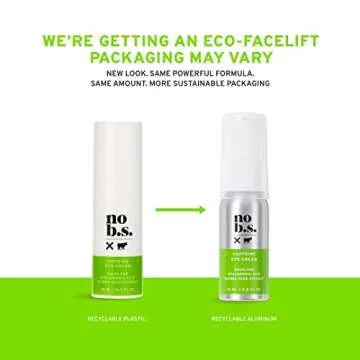 No B.S. (No Bad Stuff) Caffeine Eye Cream with Pure Hyaluronic Acid & Plant Based Squalane Oil, Under Eye Cream for Dark Circles & Puffiness, Skin Care for Women & Men, Vegan, Travel Size, 0.5 FL Oz