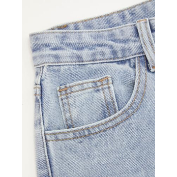 CIDER Yoney Baby Blue High-Rise Straight Leg Jeans