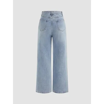 CIDER Yoney Baby Blue High-Rise Straight Leg Jeans