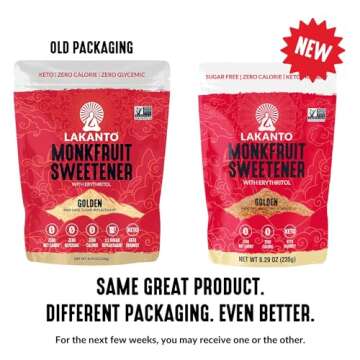 Lakanto Golden Monk Fruit Sweetener With Erythritol, Raw Cane Sugar Substitute From Monk Fruit Extract, Raw Sugar Replacement for Baking, Coffee & Tea, Gluten Free, Low Carb, Non GMO, Keto, 8.29 OZ
