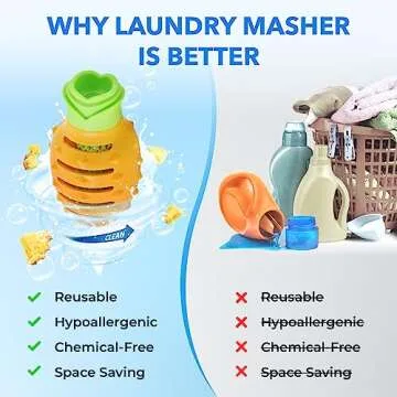 Laundry Masher Pineapple Wash Ball - Natural Reusable Laundry Balls for Washing Machine | Clothes Stain Remover, Odor Eliminator, Fabric Softener | Detergent Alternative
