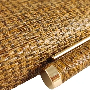 FGG Straw Clutch Purse for Women Wedding Party Straw Evening Handbags Summer Beach Bag Wicker clutch Bag, Coffee, Mini