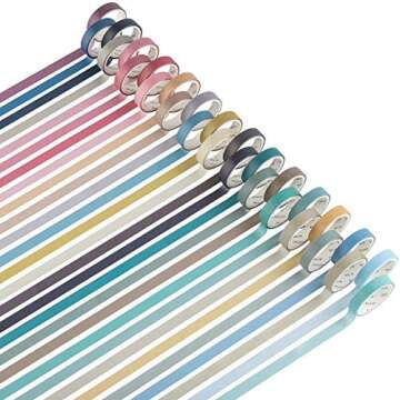 YUBBAEX Natural Color Washi Tape Set 28 Rolls Decorative Tapes for DIY Crafts, Journals, Planners, S...
