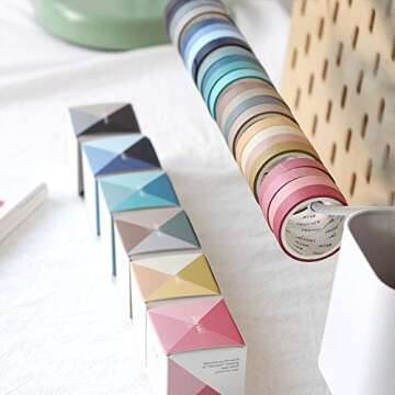 YUBBAEX Natural Color Washi Tape Set 28 Rolls Decorative Tapes for DIY Crafts, Journals, Planners, Scrapbooking, Wrapping (Morandi 28 Rolls)