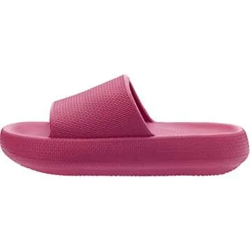 BRONAX Recovery Pillow Slippers - Comfy Thick Sole House Sandals for Women in Hot Pink