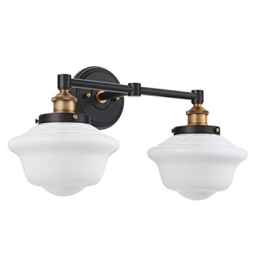 Matte Black Bathroom Light Fixtures with Milk Glass Shades