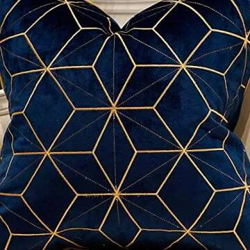Avigers Luxury Navy Blue Gold Plaid Cushion Case 18x18